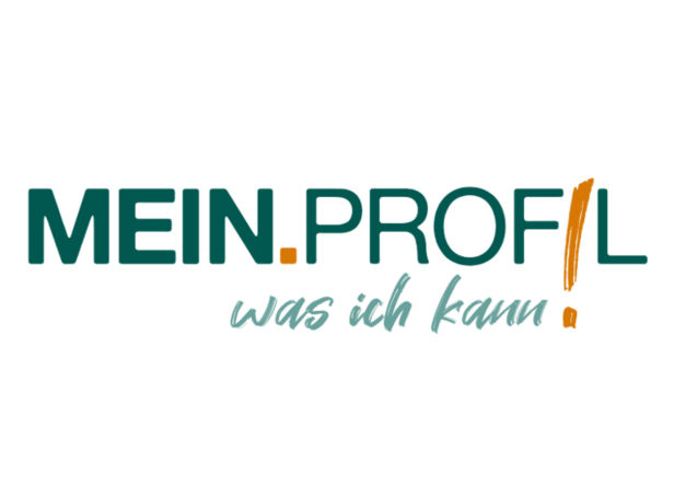 mein.profil_beitrag Das Logo des Projekts MEIN.PROFIL. Der Punkt und das Ausrufezeichen anstatt des i's in "Profil" sind orange.