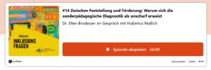 Die Grafik zeigt einen Ausschnitt aus der Darstellung des Podcasts "Inklusionsfragen" des Zentrums für Inklusionsforschung Berlin. Zrentrums