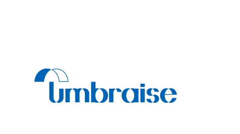 Das Umbraise-Logo mit dem Wort "Umbraise" in blauer Schrift und einem Bogen über dem U.