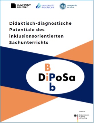Titelblatt des DiPoSa-Manuals „Didaktisch-diagnostische Potentiale des inklusionsorientierten Sachunterrichts“ mit DiPoSa-Logo und Logos der beteiligten Universitäten.