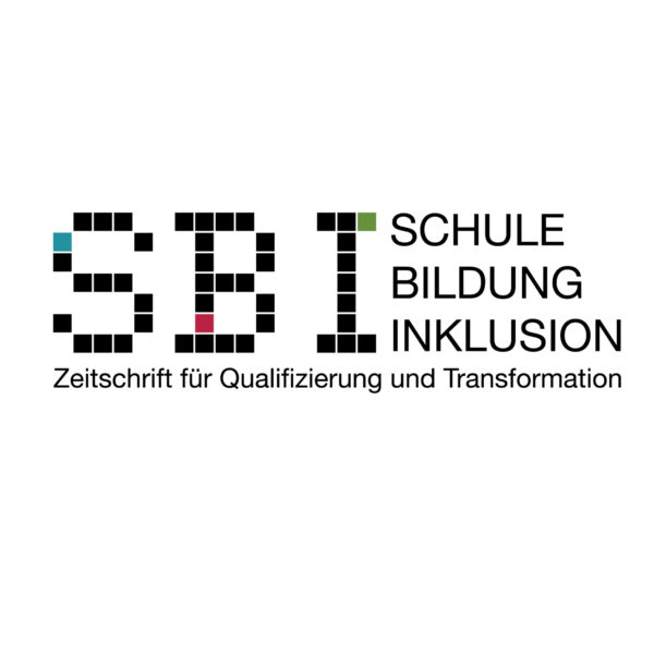 SBI Logo_1 Die Worte "SBI Schule, Bildung Inklusion" in schwarzen Großbuchstaben auf weißem Grund. Darunter der Schriftzug "Zeitschrift für Qualifizierung und Transformation". Copyright: Team SBI