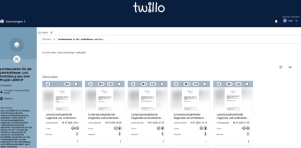 twillo_lern-if Screenshot der Twillo-Seite mit Materialien aus dem Projekt Lern-if
