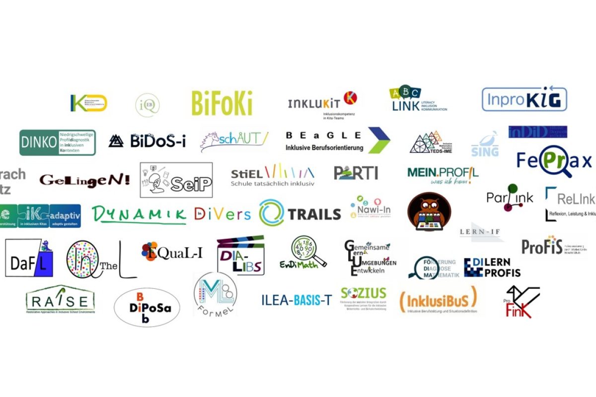 Die Grafik zeigt viele verschiedene bunte Logos der Projekte zur inklusiven Bildung.