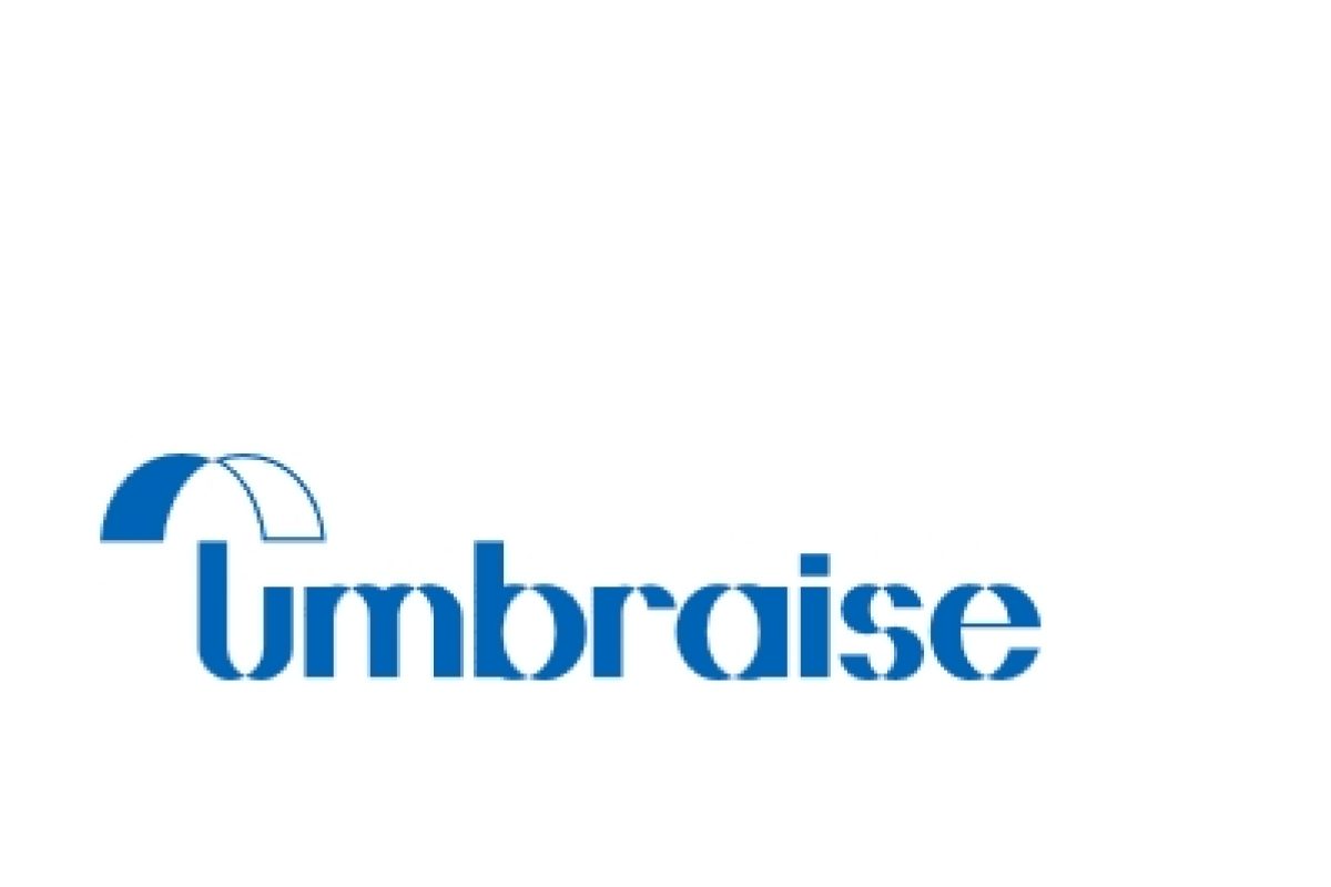 Das Umbraise-Logo mit dem Wort "Umbraise" in blauer Schrift und einem Bogen über dem U.